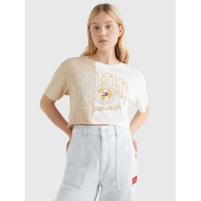 

PLAYERA TOMMY JEANS CROPPED CON LOGO DIVIDIDO DE MUJER Talla: XL