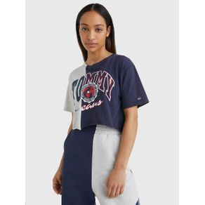 

PLAYERA TOMMY JEANS CROPPED CON LOGO DIVIDIDO DE MUJER Talla: S