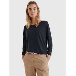 

PLAYERA TOMMY HILFIGER DE CORTE AMPLIO CON CUELLO BARCO DE MUJER Talla: S
