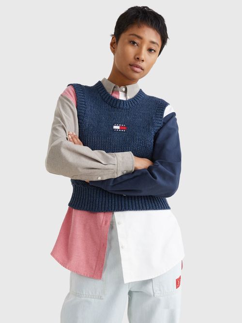 SUETER-CROPPED-SIN-MANGAS-Y-CON-PARCHE-Tommy-Hilfiger