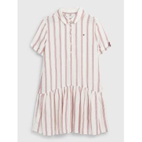 

Vestido Tommy Hilfiger Camisero De Rayas Con Cintura Caída Para Niña Talla: 14