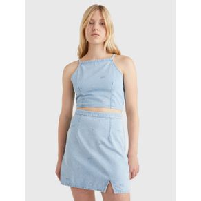 

BLUSA TOMMY JEANS DE DENIM DE CHAMBRAY CON TIRAS ANUDABLES DE MUJER Talla: L