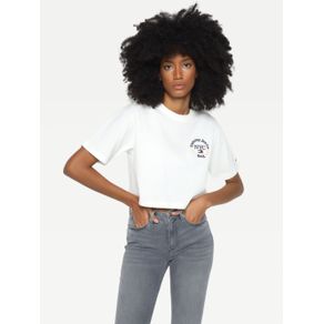 

Playera Tommy Jeans cropped con logos circulares de mujer Talla: L