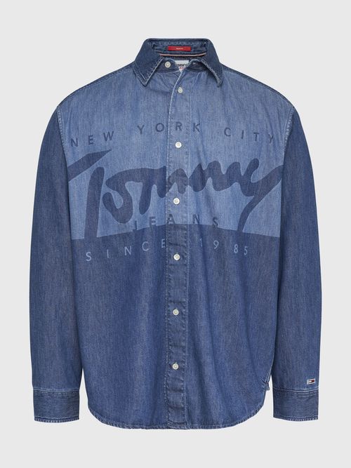 Camisa Tommy Jeans De Denim Con Logo Grabado A Láser De Hombre | Camisas -