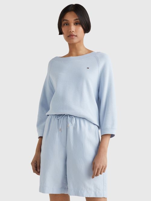SUETER-TOMMY-HILFIGER-DE-ALGODON-ORGANICO-CON-CUELLO-BARCO-DE-MUJER-TOMMY-HILFIGER