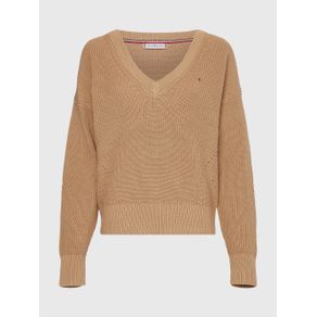 

Suéter Amplio De Cuello De Pico Y Punto Mixto De Mujer Talla: L