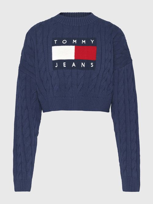 Suéter De Punto Trenzado Con Corte Holgado Tommy Jeans De Mujer Tommy Hilfiger - Tienda Línea