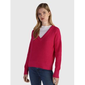 

Suéter Amplio De Cuello De Pico Y Punto Mixto De Mujer Talla: L