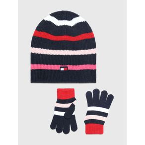 

Set De Gorro Y Guantes Con Franjas Contrastantes De Niña Talla: 8-16