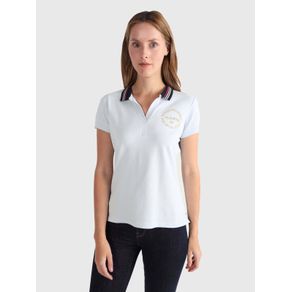 

Polo Con Franjas Distintivas En Cuello De Mujer Talla: L