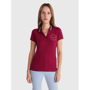 

Polo Con Franjas Distintivas En Cuello De Mujer Talla: L