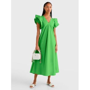 

Vestido Largo De Satén Con Volantes De Mujer Talla: 32