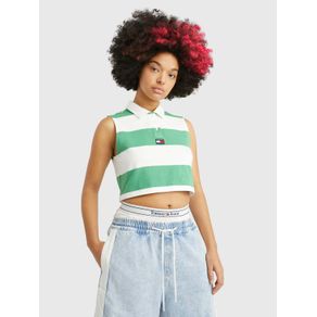 

Polo De Rayas Y Corte Cropped Sin Mangas De Mujer Talla: L
