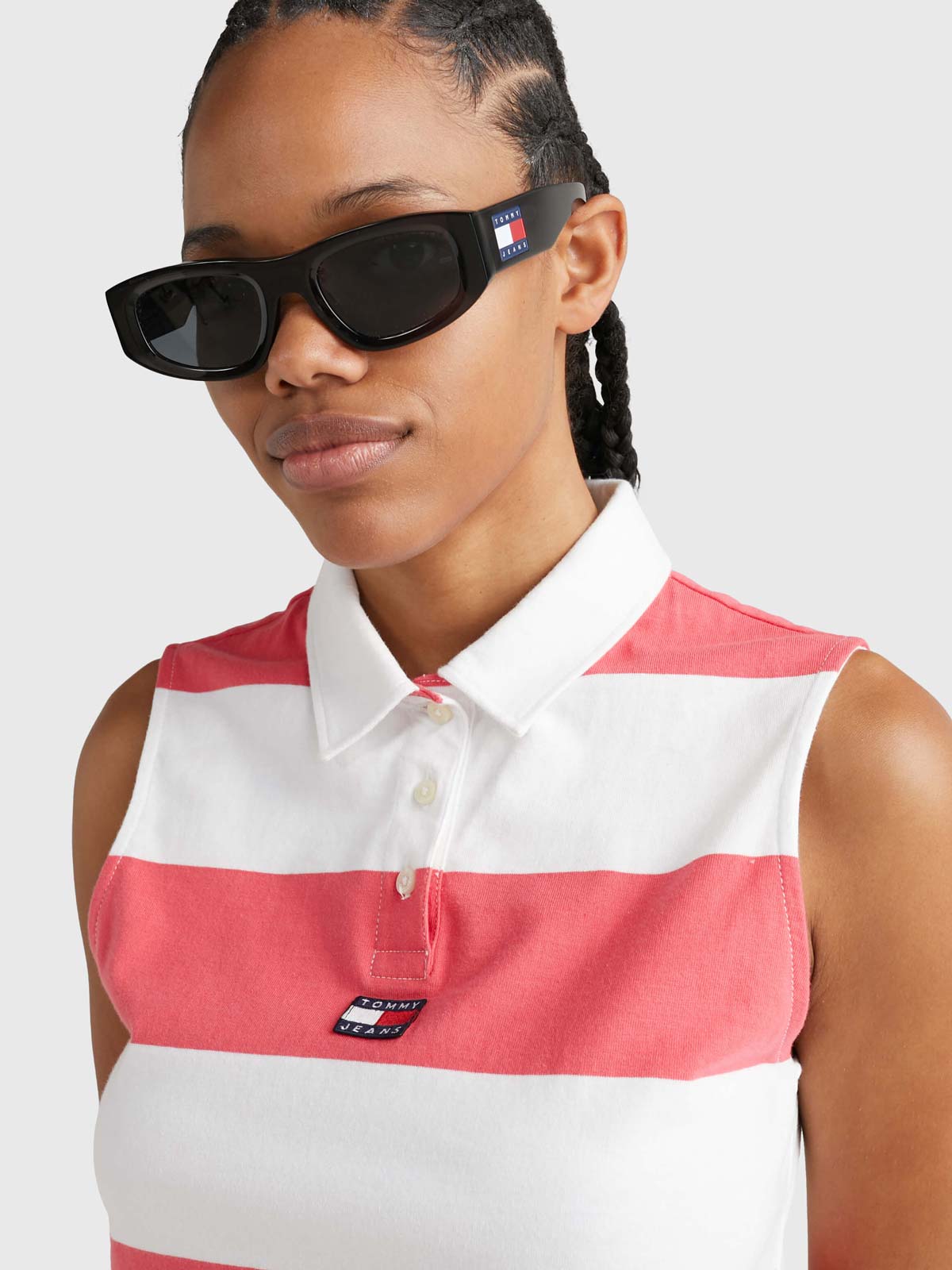 Polo de rayas y corte cropped sin mangas mujer Tommy Jeans
