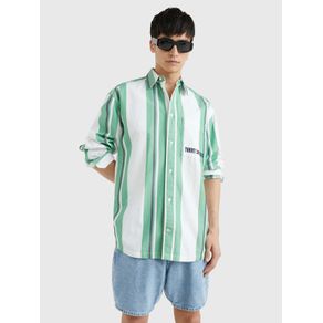 

Camisa De Rayas Mixtas Y Corte Oversize De Hombre Talla: L