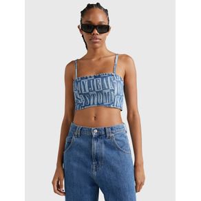 

Crop Top Vaquero Con Motivo De Letras De Mujer Talla: L