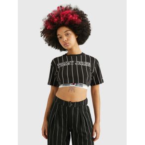 

Playera Con Raya Diplomática Y Corte Cropped De Mujer Talla: L