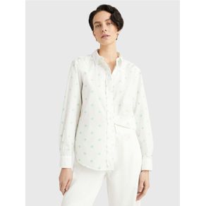 

Camisa Amplia Con Monogramas Bordados De Mujer Talla: 32