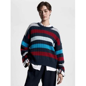 

Jersey de punto trenzado a rayas de mujer Talla: L
