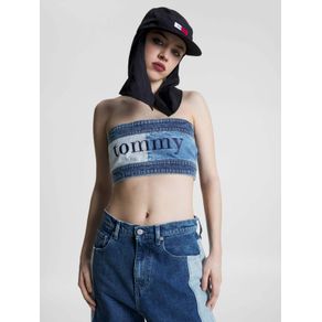

Top de denim estilo bandeau con logo Tommy Jeans Collection de mujer Talla: L