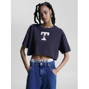 

Playera Letterman cropped de corte oversize Talla: L