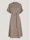 Vestido-camisero-midi-con-microestampado-de-mujer