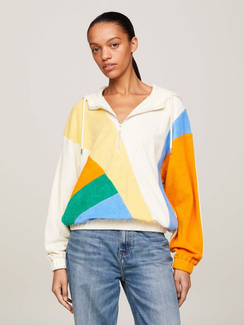 Sudadera-TH-Monogram-amplia-con-capucha-de-mujer