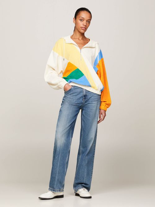 Sudadera-TH-Monogram-amplia-con-capucha-de-mujer