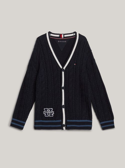 Cardigan-de-punto-trenzado-con-cuello-de-pico-de-niño-Tommy-Hilfiger