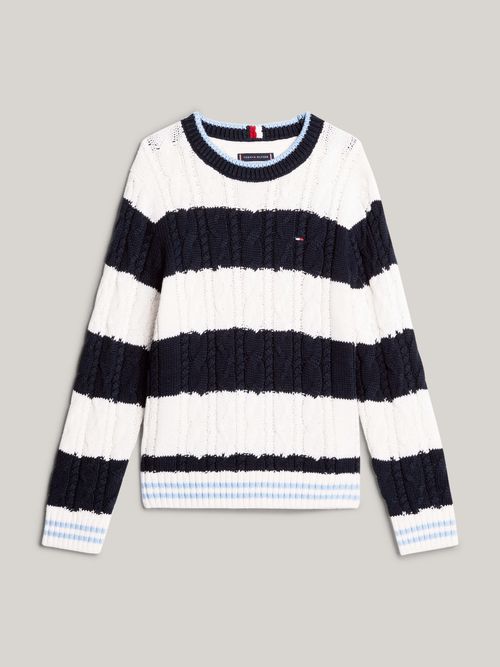 Sueter-de-punto-trenzado-a-rayas-de-niño-Tommy-Hilfiger