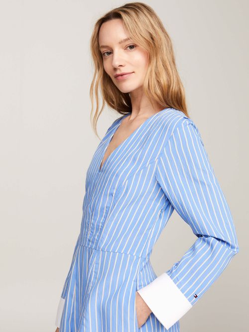 Vestido-corto-de-corte-evase-a-rayas-de-mujer-Tommy-Hilfiger