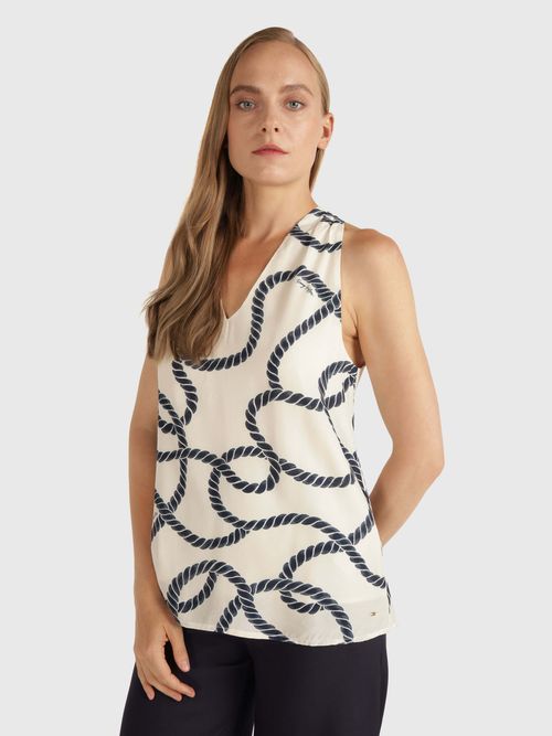 Blusa-con-cuerda-estampada-de-mujer-Tommy-Hilfiger
