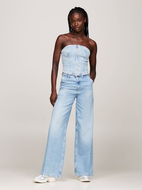 Crop-top-demin-vaquero-con-cremallera-de-mujer-Tommy-Jeans