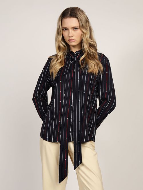 Camisa-de-rayas-y-logos-con-lazo-en-el-cuello-de-mujer-Tommy-Hilfiger-WW0WW42273-03T
