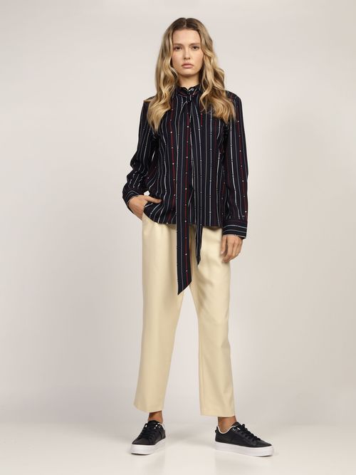 Camisa-de-rayas-y-logos-con-lazo-en-el-cuello-de-mujer-Tommy-Hilfiger-WW0WW42273-03T