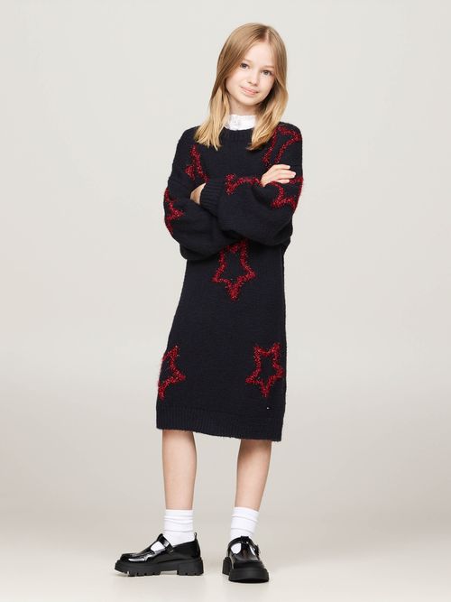 Vestido-Sueter-con-estrellas-metalizadas-de-niña-Tommy-Hilfiger-KG0KG08211-DW5