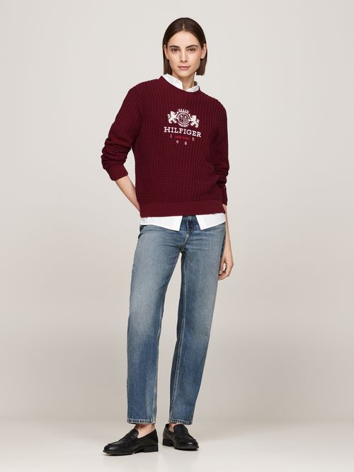 Sueter-de-punto-gofrado-con-logo-bordado-de-mujer-Tommy-Hilfiger-WW0WW43135-VLP