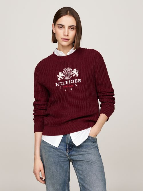 Sueter-de-punto-gofrado-con-logo-bordado-de-mujer-Tommy-Hilfiger-WW0WW43135-VLP