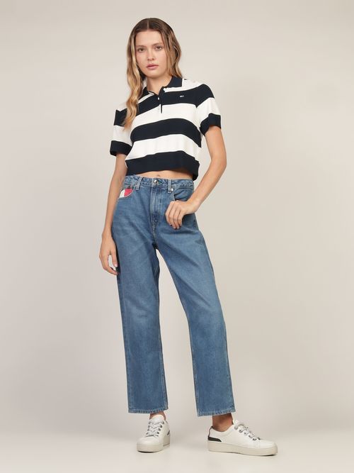 Polo-de-Corte-Cropped-con-Franjas-Horizontales-Mujer-Tommy-Jeans-DW0DW19804-YBR
