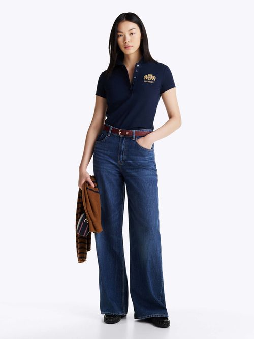 Polo-con-logo-bordado-y-corte-slim-de-mujer-Tommy-Hilfiger-WW0WW43931-C1G