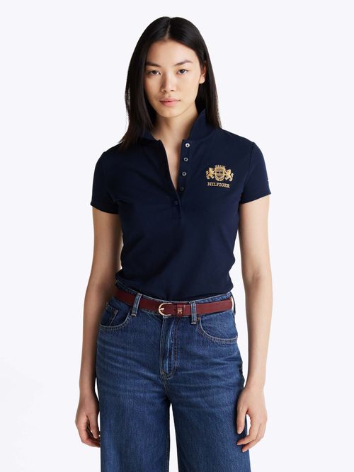 Polo-con-logo-bordado-y-corte-slim-de-mujer-Tommy-Hilfiger-WW0WW43931-C1G