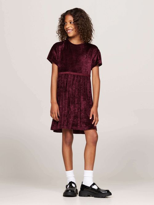 Vestido-amplio-de-velour-con-manga-corta-de-niña-Tommy-Hilfiger-KG0KG08200-VLP