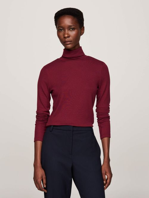 Playera-de-manga-larga-con-cuello-vuelto-de-Mujer-de-Tommy-Hilfiger-WW0WW42093-VLP