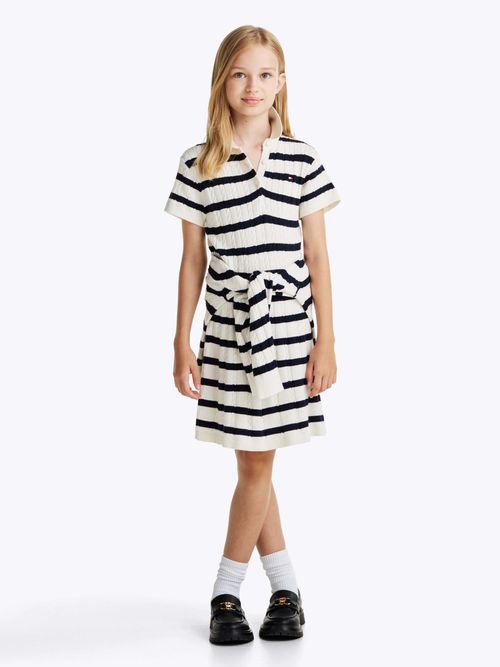 Vestido-de-punto-trenzado-a-rayas-de-nina-Tommy-Hilfiger-KG0KG08332-0AA
