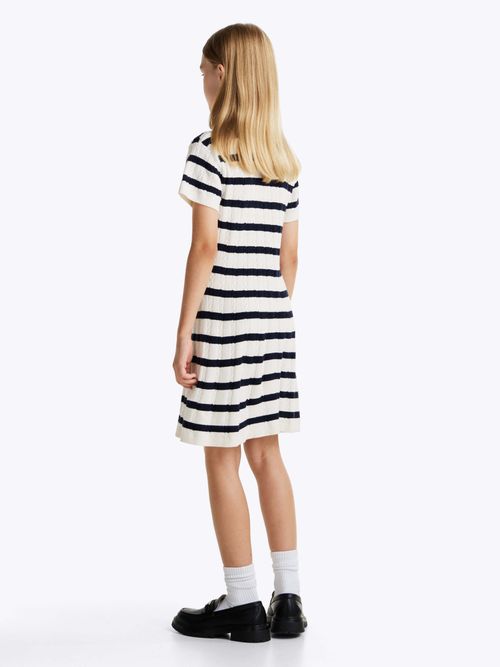 Vestido-de-punto-trenzado-a-rayas-de-nina-Tommy-Hilfiger-KG0KG08332-0AA