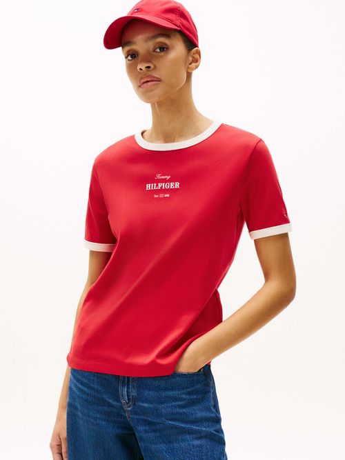 Camiseta-de-ribetes-a-contraste-con-logo-de-mujer-Tommy-Hilfiger-WW0WW44586-XLG