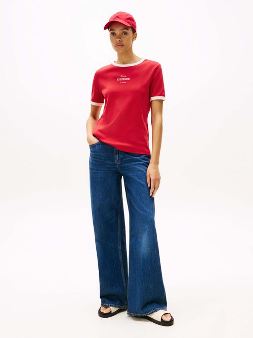 Camiseta-de-ribetes-a-contraste-con-logo-de-mujer-Tommy-Hilfiger-WW0WW44586-XLG