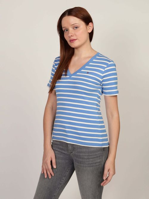 Playera-de-Corte-Slim-con-Cuello-V-de-Mujer-Tommy-Hilfiger-WW0WW40584-0A4