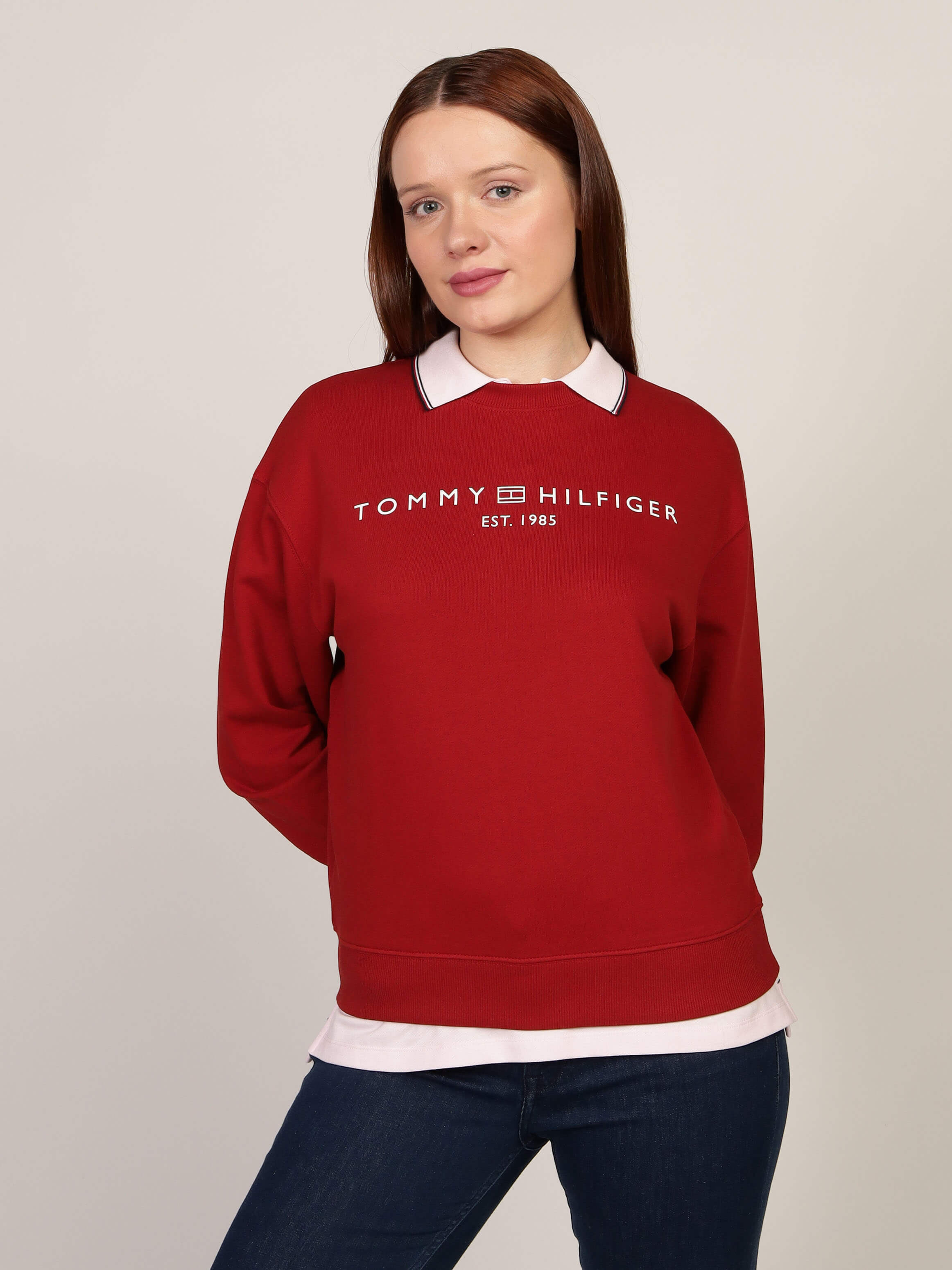 Bordado Sudadera Tommy Roja Mujer Capucha Sudaderas Tommy Jeans