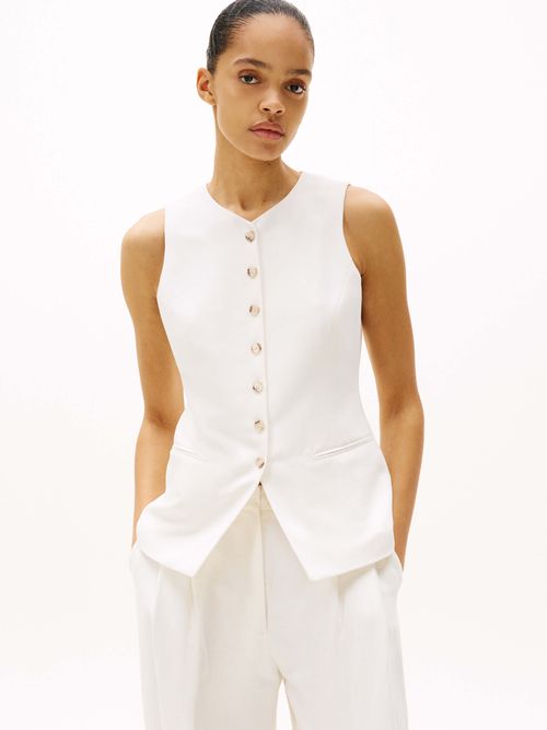 Chaleco-largo-en-mezcla-de-lino-de-mujer-Tommy-Hilfiger-WW0WW44752-Z00